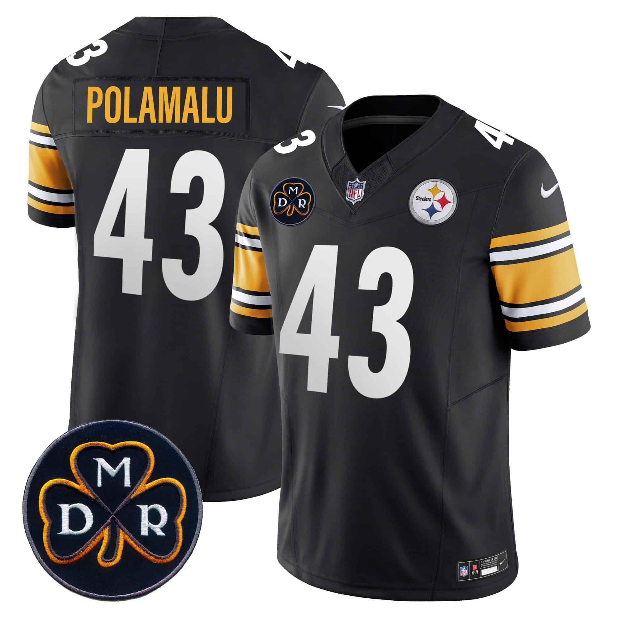 Men Pittsburgh Steelers #43 Polamalu Black 2024 Nike DMR Patch Vapor Limited NFL Jersey style 3